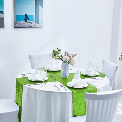 Miniatura 5 de Pufogu - Camino de mesa de lentejuelas brillantes de 12 x 72 pulgadas para fiestas de cumpleaños, decoración de bodas, despedidas de soltera