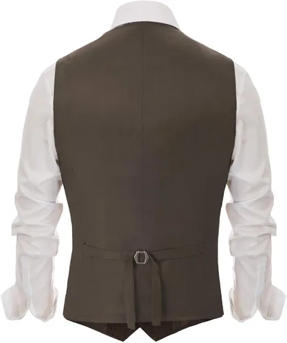 Miniatura 3 de Chaleco PAUL JONES para hombre, estilo inglés, de lana de espiguilla de primera calidad, L, Coffee