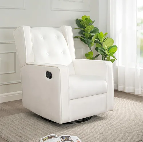 Naomi Home Silla reclinable giratoria para adultos y ancianos, cómoda sala de estar reclinable con giro de 360°, reclinable manual con reposapiés