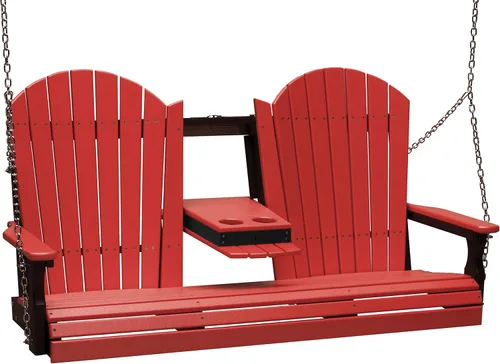 Miniatura 20 de LuxCraft Adirondack - Columpio colgante para porche delantero de 5 pies con consola abatible, asientos hasta 3, banco de columpio de patio al aire