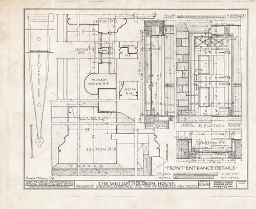 Historic Pictoric : Blueprint HABS NJ,2-TAPO.V,1- (Sheet 14 of 15) - William Holdrom House, Prospect & Rivervale Avenues, Old Tappan, Bergen County,