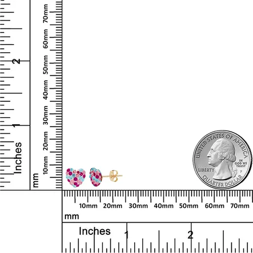 Miniatura 15 de AVORA Aretes de oro amarillo de 10 quilates de 0.315 in con cristales Swarovski