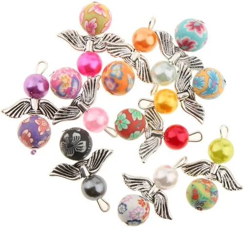 Miniatura 3 de 35 dijes de alas de ángel, colgantes de acrílico facetado, corazón de lágrima, cuentas para collares, aretes, pulseras, manualidades, fabricación