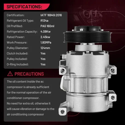 Miniatura 6 de BDFHYK 178324 Compresor de aire acondicionado con embrague compatible con Hyundai Accent 2012 2013 2014 2015 2016 2017 L4 1.6L, compatible con Kia