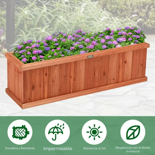 Miniatura 6 de Giantex Jardinera elevada para jardín o vegetales, maceta montada en ventana para jardín, caja de madera para plantar, 40 x 12 x 12 pulgadas