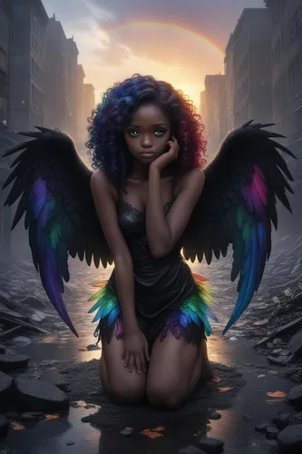 Rompecabezas de mujeres africanas para adultos, 500 – Negro Angel Girl – Colores creativos y líneas Retratos, rompecabezas de desafío de color,