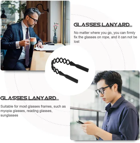 Miniatura 3 de Toddmomy 6pcs Antideslizante Silicona Gafas Fijación Cadenas Correa Elástica para Gafas para Deportes y Uso al Aire Libre Negro