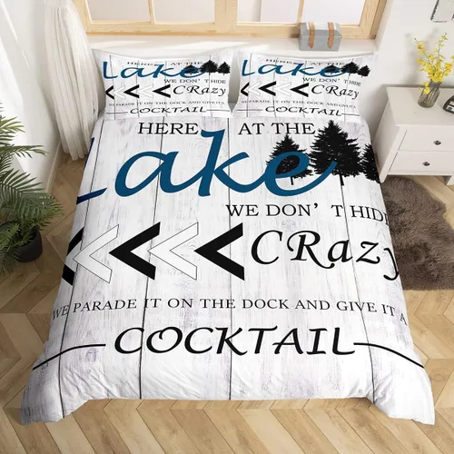 Miniatura 25 de Lake House - Juego de funda de edredón tamaño individual, estilo rústico de granja vieja para niños, adolescentes y adultos, decoración