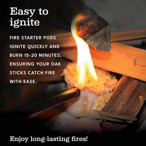 Miniatura 4 de Superior Trading Mini Leña de Roble con Cápsulas Iniciadoras de Fuego, Iniciador de Chimenea de Invierno, Estufa de Leña, Leña Seca al Horno