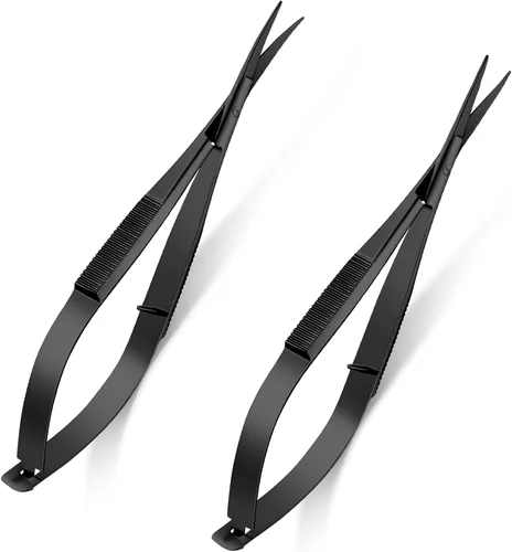 Miniatura 8 de 2 tijeras de resorte de acero inoxidable de 4.7 pulgadas, tijeras de bordado, tijeras para recortar cejas, tijeras de punta curvada para oreja