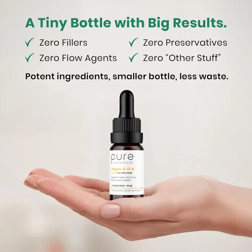 Miniatura 5 de Pure Therapro Rx Gotas veganas A-D-K de 0.3 fl oz, fabricadas en Estados Unidos Suministro de 3 meses Vitamina A (Palmitato), Vitamina liposomal