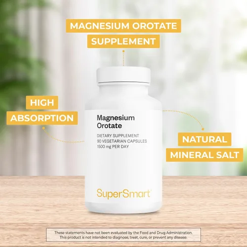 Miniatura 3 de Supersmart - Orotato de magnesio 1500 mg por día (alta absorción) - Relajante muscular y salud cardíaca - Alivio del estrés y apoyo para dormir