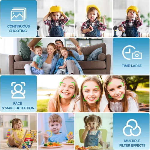 Miniatura 5 de Cámara digital, FHD 1080P 44MP Cámara de vlogging con tarjeta de 32 GB, zoom 16X antivibración, cámara digital compacta de punto de viaje y disparo