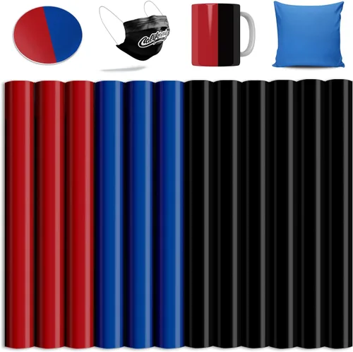 Miniatura 18 de Hojas de transferencia negras, 10 piezas de 12 x 12 pulgadas, papel de sublimación preimpreso de color liso sólido para tazas de prensa de calor