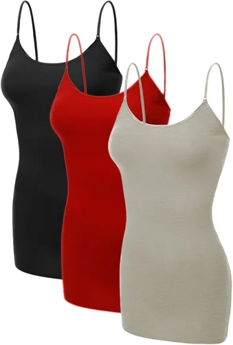 Miniatura 331 de Emmalise Camisola larga casual básica para mujer, con tirantes ajustables, top en capas