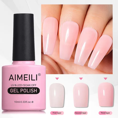 Miniatura 2 de AIMEILI Esmalte de uñas de gel sin crueldad, vegano, gel para uñas removible UV LED sin hema, arte de uñas nude, color rosa nude (022), 0.3 fl oz