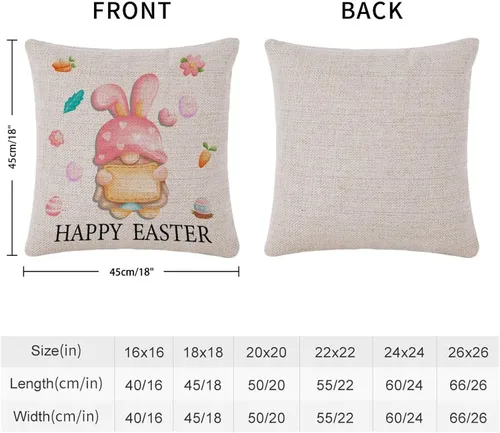Miniatura 59 de Divertidas fundas de almohada de gnomo de Pascua, huevos de Pascua, zanahorias, divertidas fundas de almohada de 16 x 16 pulgadas, decoración