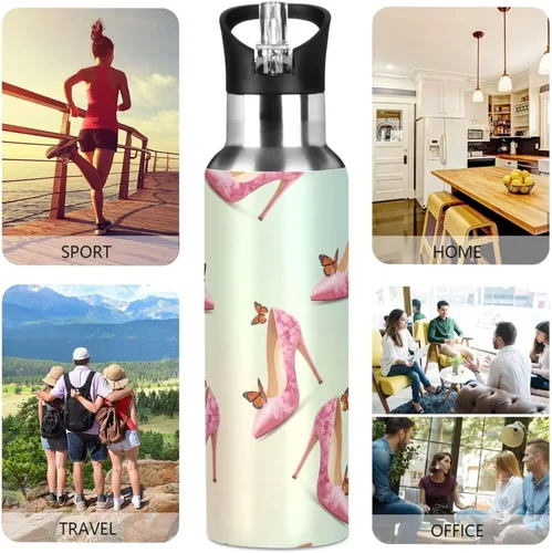 Miniatura 5 de Elegant Pink Butterflies Insulated Water Bottle 32 Oz Leakproof Water Bottles, BPA-Free Sport Water Bottle