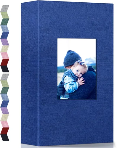 Miniatura 14 de Álbum de fotos popotop 4x6 - 100 fotos, libros de fotos con 100 bolsillos verticales, álbumes con cubierta de lino para fotos familiares, de boda