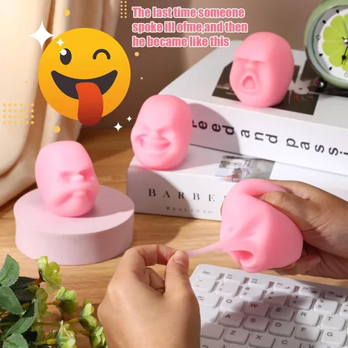 Miniatura 3 de Poen 4 piezas de bolas antiestrés de cara humana para adultos, divertidas bolas de emoción para la cara, juguetes sensoriales para aliviar la Negro