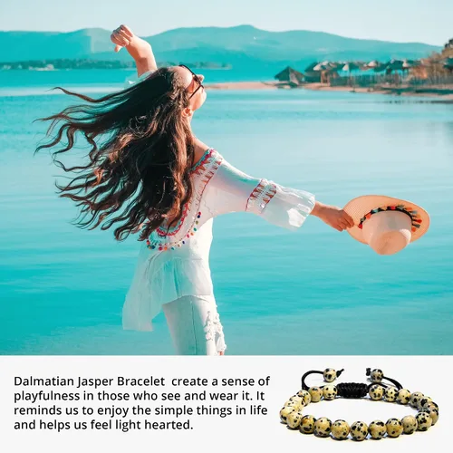 Miniatura 97 de Adjustable Crystal Bracelet – Gemstone Bead Bracelet with Adjustable Macrame String – Chic Gemstone Bracelet for Men and Women – 8mm Round Healing