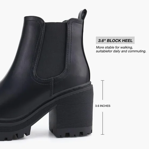 Miniatura 3 de firelli Botas Chelsea de moda para mujer, botas de plataforma clásicas