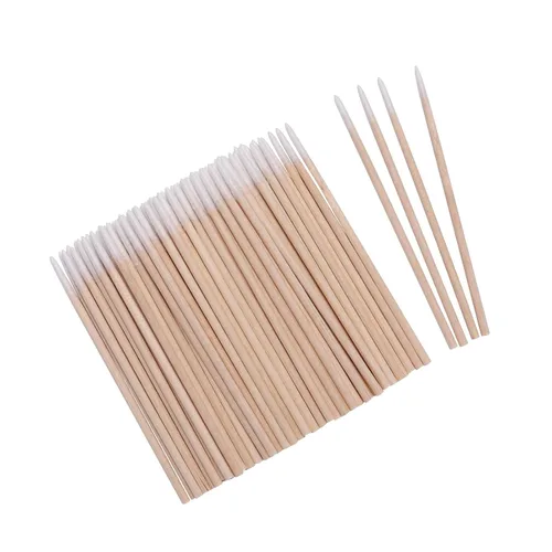 Miniatura 3 de 1200 Uds. Uñas de madera de algodón hisopo de limpieza de 2.8 in Microbrush pestañas Sticks Tip Ear Toothpick Maquillaje Palillos de cejas Pegamento