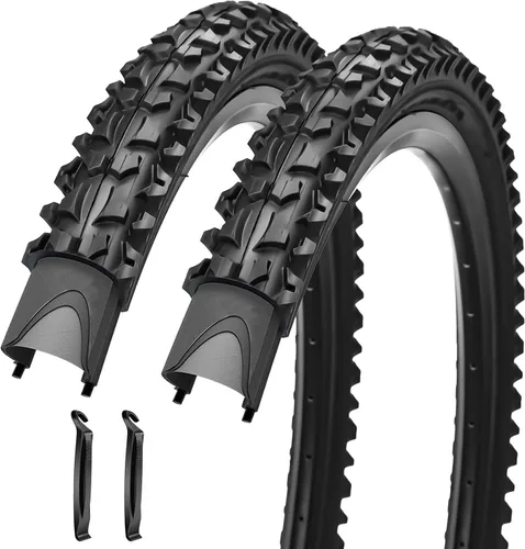 Miniatura 8 de Paquete de 2 neumáticos de bicicleta de 24 pulgadas/26 x 2.125 pulgadas, plegables, de repuesto para bicicleta de montaña Neumático sin tubo de 26"/1
