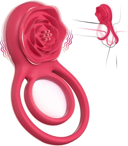 Anillo vibrador para el pene con estimulador de clítoris rosa, vibrador de placer para parejas, juguetes sexuales para adultos para hombres y