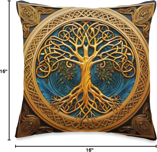 Miniatura 4 de Celtic Irish Gift Ideas Celtic Tree of Life Knot Triskele Triquetra - Almohada de 16 x 16 pulgadas, multicolor