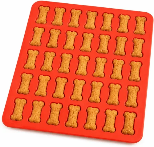 Mrs. Anderson's Baking Bandeja de silicona para galletas para perros, 35 tazas, utensilios de silicona de grado europeo para golosinas con forma de