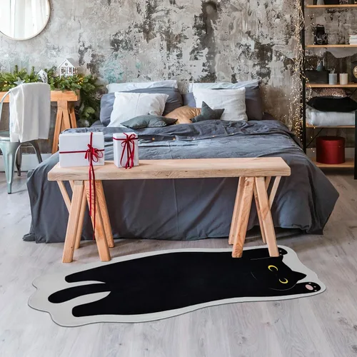 Miniatura 4 de Tapete para gatos, bonita alfombra larga antideslizante para sofá, alfombras estiradas para dormitorio, entrada, sala de estar, cocina, color negro