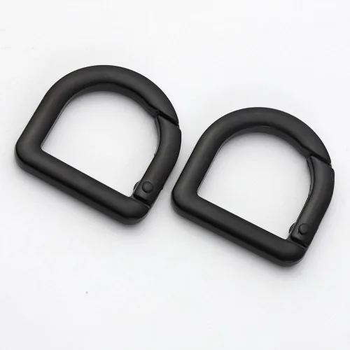 Miniatura 3 de 2 llaveros de resorte de metal semicírculo, clip de ganchos de resorte, hebilla de resorte, anillo plano en D para monederos (negro B)