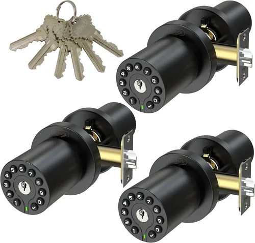 Miniatura 8 de iulock IU-20 Cerradura de puerta con código, pomo de puerta electrónico con teclado y llave, cerradura automática, resistente al agua, función