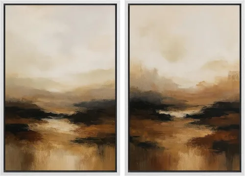 Miniatura 95 de SIGNWIN Lienzo enmarcado para pared, juego de arte sereno de paisaje de pantanos, ilustración rústica, arte moderno, minimalismo, decorativo