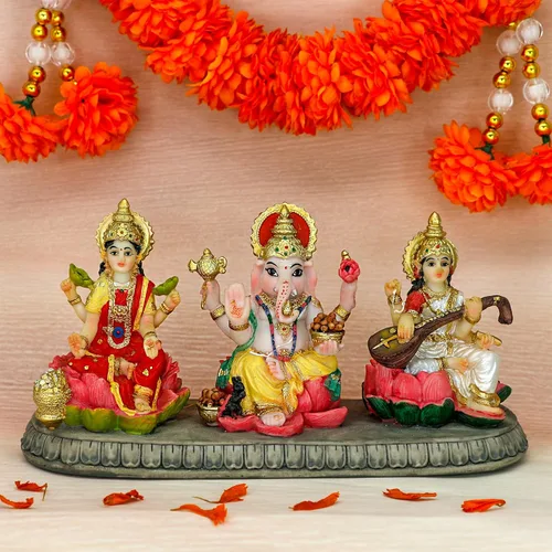 BangBangDa Estatua hindú de Ganesh Lakshmi Saraswati – 3.9 pulgadas de alto Dios indio Lakshmi Ganesha Saraswati Estatuilla de ídolo hindú Diwali