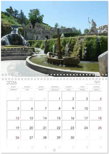 Miniatura 8 de The Hanging Gardens of Tivoli - The Villa d'Este (calendario mensual de pared 2024 11.7 x 16.5 pulgadas (abierto)), calendario de 14 meses CALVENDO