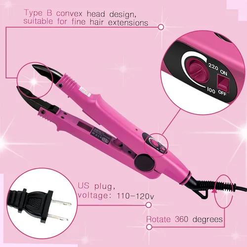 Miniatura 3 de Zhehao Herramienta de extensiones de cabello de fusión, enchufe de EE. UU., herramientas profesionales de extensiones de cabello, cabeza C, punta U