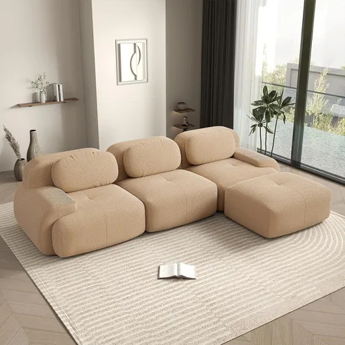 Miniatura 13 de Sofá biplaza moderno de 80 pulgadas para sala de estar, sofá de pana en forma de nube con asiento profundo, sofá modular negro, sofás de dos plazas