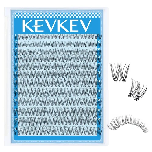 Miniatura 17 de KEVKEV Racimos de pestañas 144 unidades, racimos de pestañas naturales tenues, extensión de pestañas de banda fina y suave, mezcla de longitudes