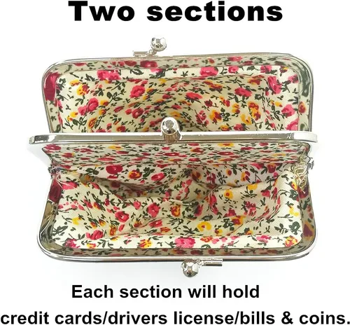 Miniatura 3 de Monedero con adorable diseño floral y hebilla, bolso vintage de cierre suave