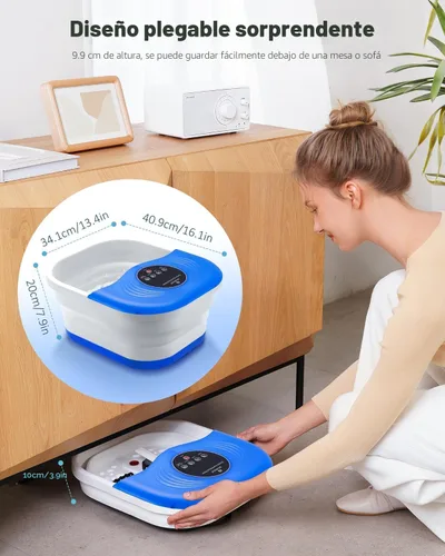 Miniatura 5 de SPA4PIEDS Masajeador de baño de pies con calor, chorros de burbujas, luz roja y temporizador, spa de pies de pedicura con control de temperatura