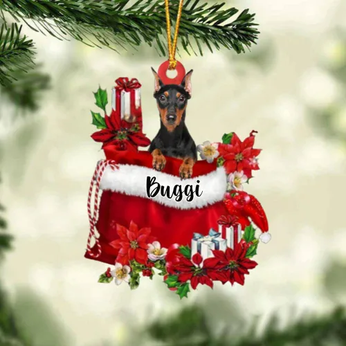 Miniatura 132 de Perro Akita Inu personalizado en bolsa de regalo, adorno de Navidad, nombre personalizado, regalo para amantes de los perros, familia, Navidad