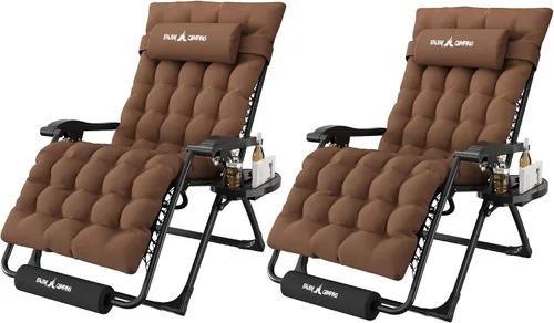 Miniatura 35 de Amopatio Silla de gravedad cero de gran tamaño, silla reclinable de 29 pulgadas de ancho, con bloqueo y reposapiés mejorados, soporte para tazas