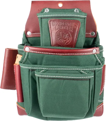 Occidental Leather OxyLights - Bolsa portaherramientas de 4 compartimentos, especial para zurdos - 10 bolsillos y soportes para herramientas -