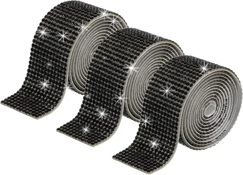 Miniatura 45 de MECCANIXITY 3 rollos de cinta de diamantes de imitación autoadhesiva de 3 yardas y 0.315 in para proyectos de artes y manualidades, pasteles de Beige