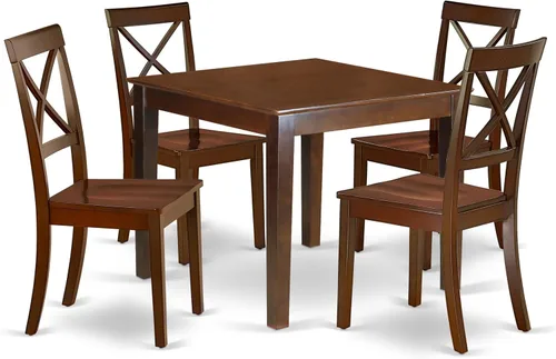 Miniatura 9 de East West Furniture OXBO3-LWH-LC - Juego de mesa de comedor moderno de 3 piezas que contiene una mesa cuadrada de madera y 2 sillas de comedor