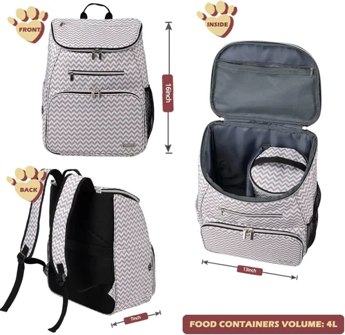 Miniatura 3 de BAGLHER - Mochila de viaje para perros, mochila de suministros para mascotas aprobada por aerolíneas, bolsa de viaje para perros con 2 tazones Blw