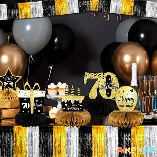 Miniatura 4 de Paquete de 10 unidades de guirnalda de flecos de papel de aluminio de 10 pies con lentejuelas metálicas, bandera para colgar en la pared, telón
