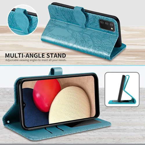 Miniatura 2 de Samsung Galaxy A03s - Funda tipo cartera con tarjetero y ranura a prueba de golpes, de piel sintética, con función atril y protección magnética